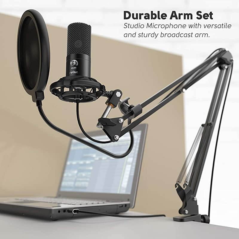 Studio Condenser USB Microphone Computer PC Microphone Kit with Adjustable Scissor Arm Stand Shock Mount for Instruments Voice Overs Recording Podcasting YouTube Karaoke Gaming StreamingT669