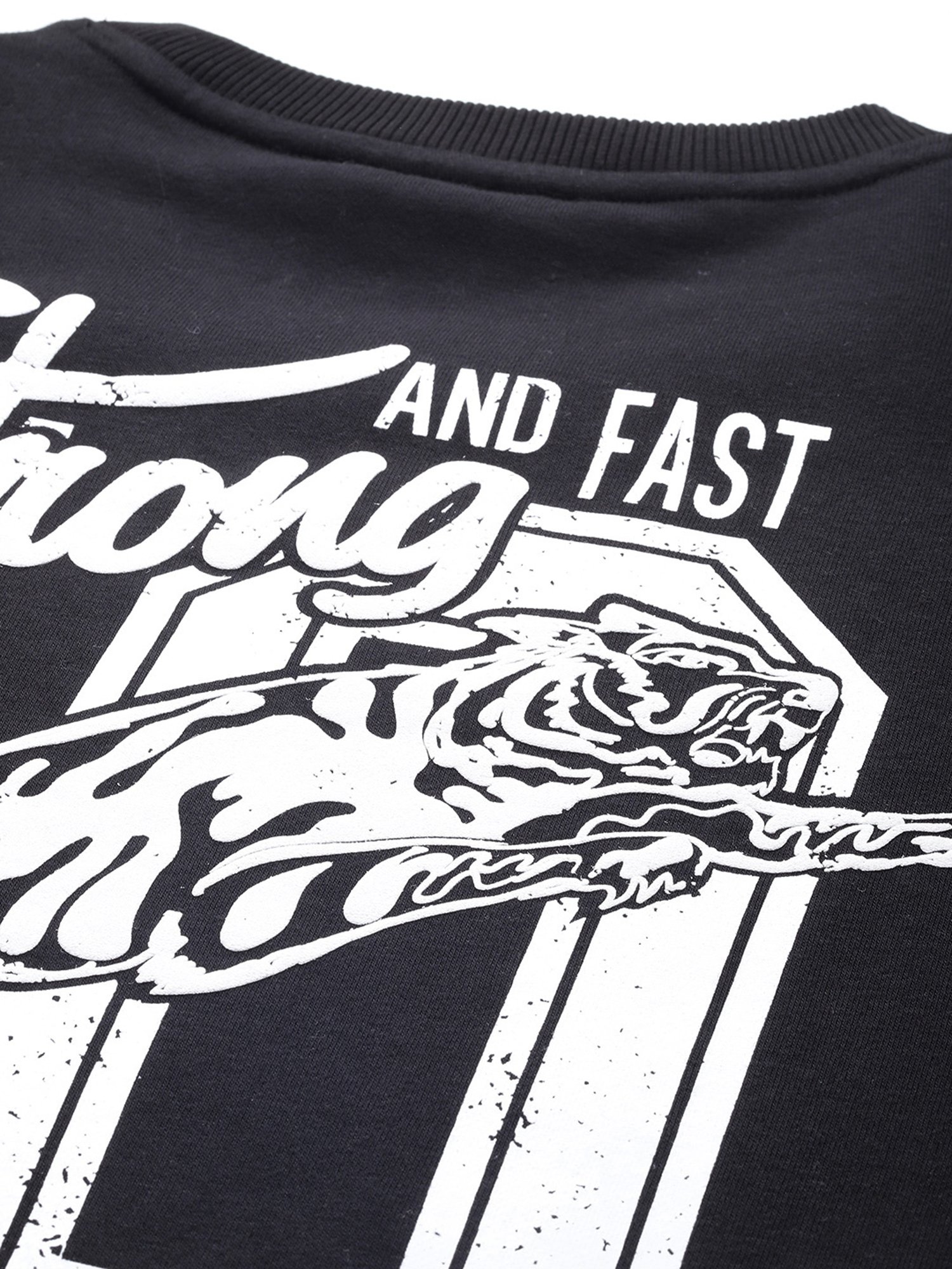 ALCIS Black Regular Fit Printed Sweatshirt