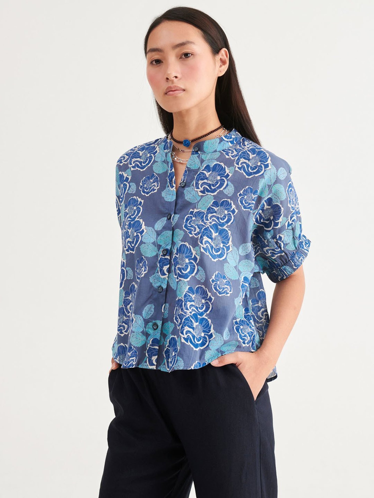 Prakriti Jaipur Indigo Floral Shirt