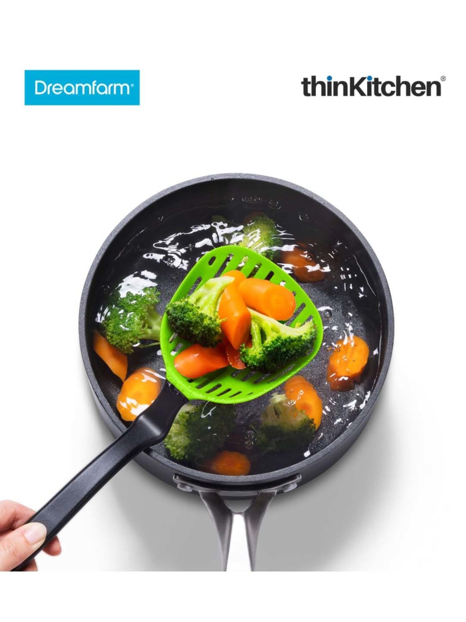 Dreamfarm Green Nylon Lestrain Drip-Catching Sit-Up Scoop Strainer