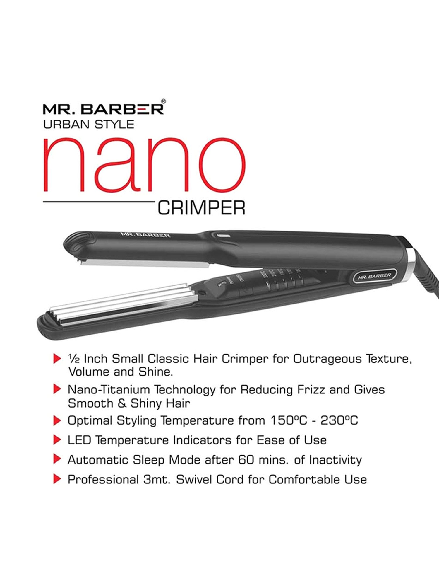 Mr. Barber Urban Style MB-UNC Nano Crimper (Black)