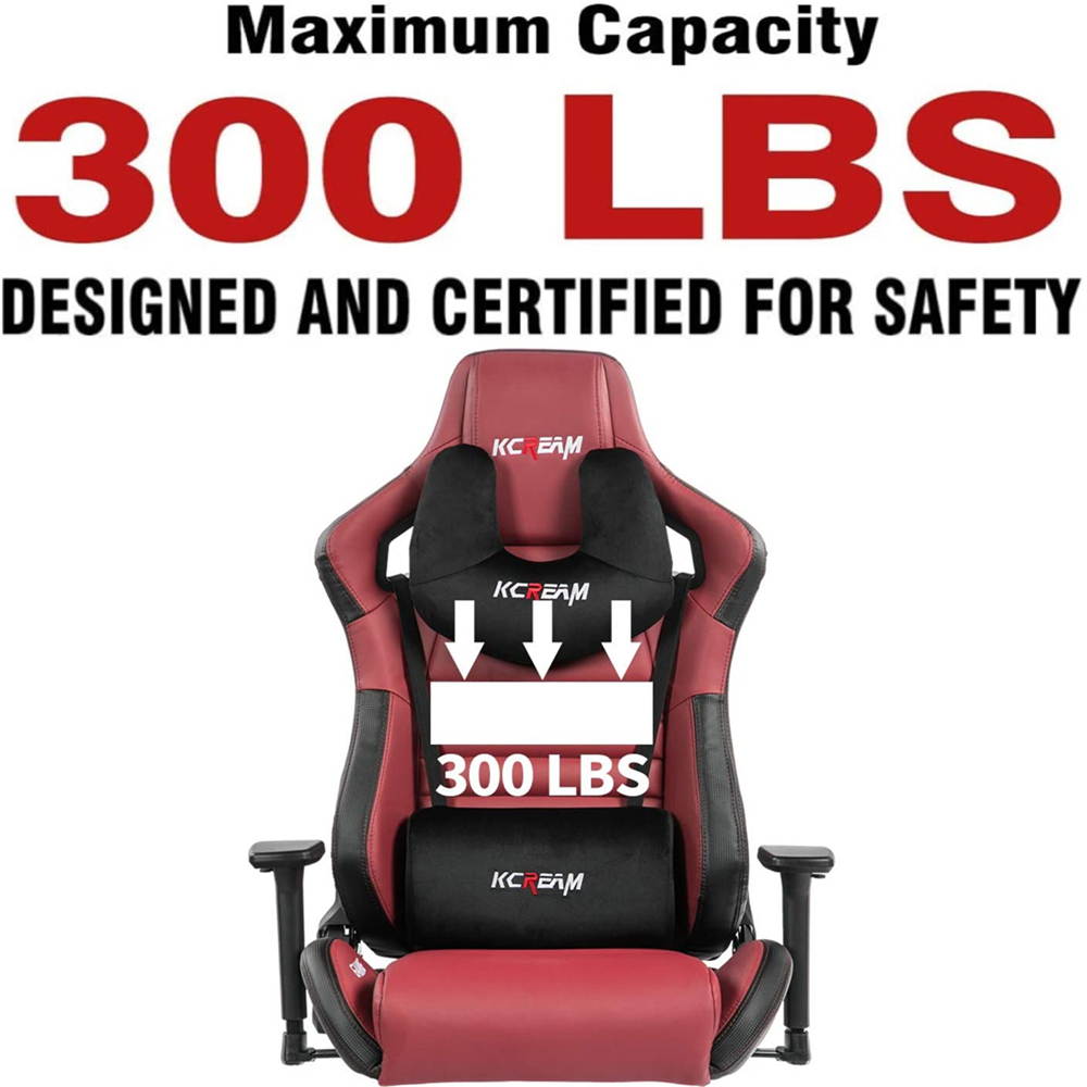 KCREAM PU Big and Tall Ergonomic Gaming Chair, Adjustable High Back Swivel Computer Chair Headrest Lumbar Support 400lbs Reclining Office Desk Chair for Adlut