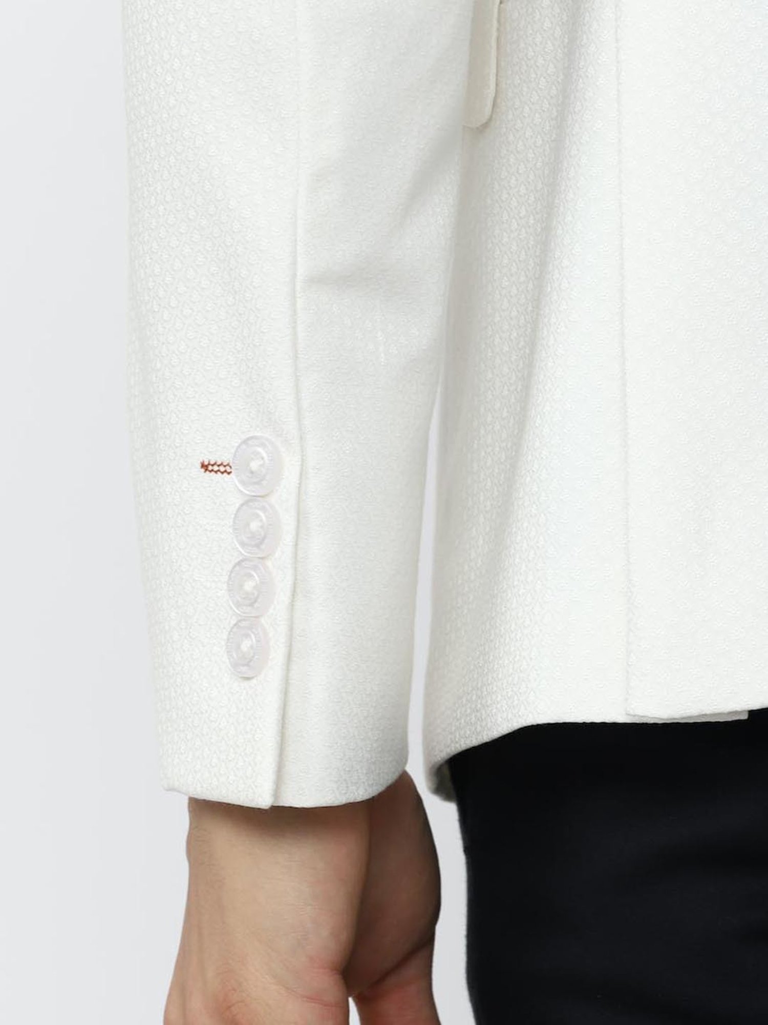 V Dot White Skinny Fit Blazer