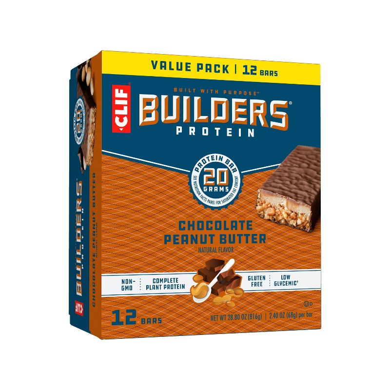 CLIF Builders Protein Bars - Chocolate Peanut Butter - 20g Protein - 12ct