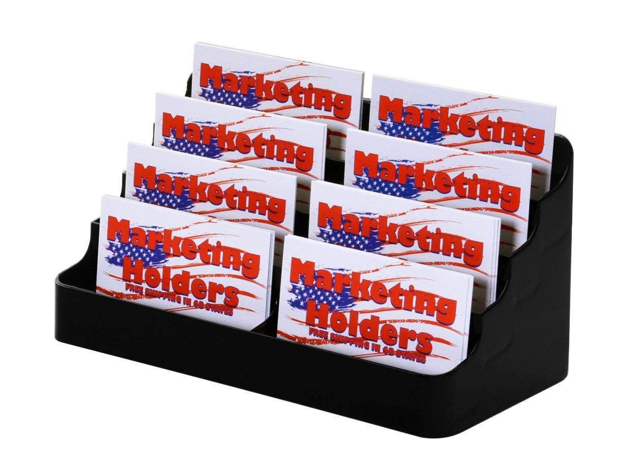 Clear Acrylic 8 Pocket Countertop Business Card Holder (7.75''w 3.85''h 3.375''l) (Black, 12)