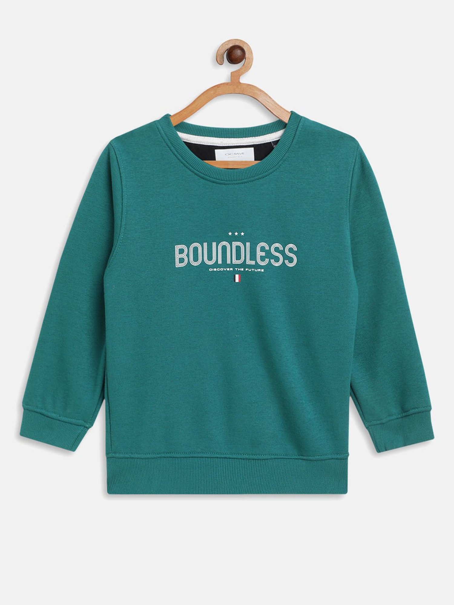 Octave Kids Blue Solid Full Sleeves Sweatshirt