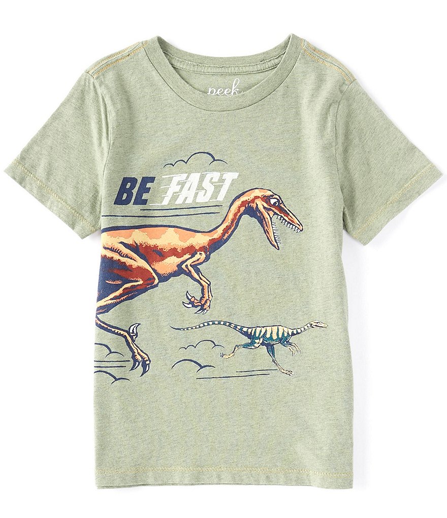 Peek Little/Big Boys 2T-12 Short-Sleeve Be Fast Or Be Food Dino Tee