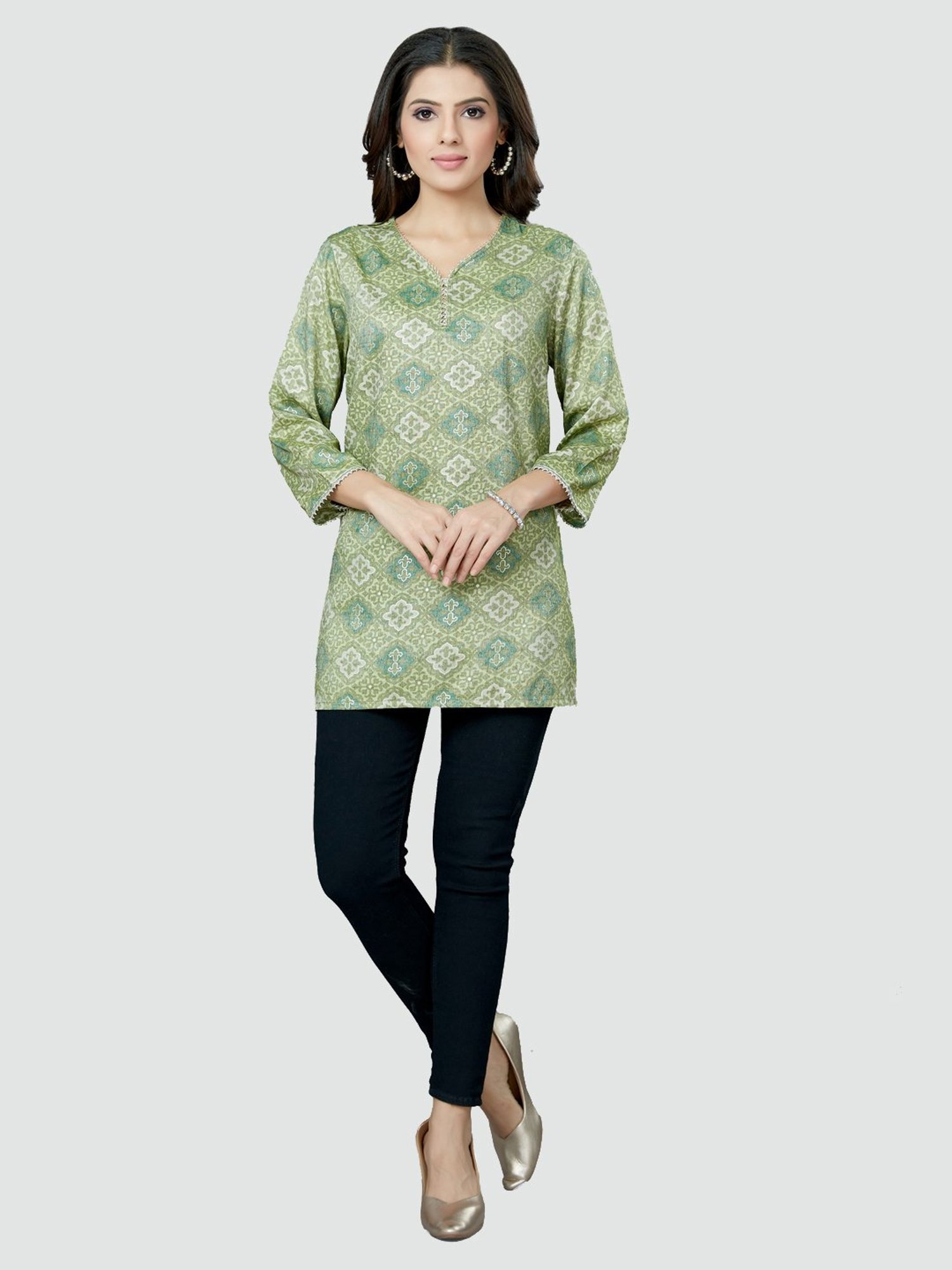 Saree Swarg Green Printed Tunic