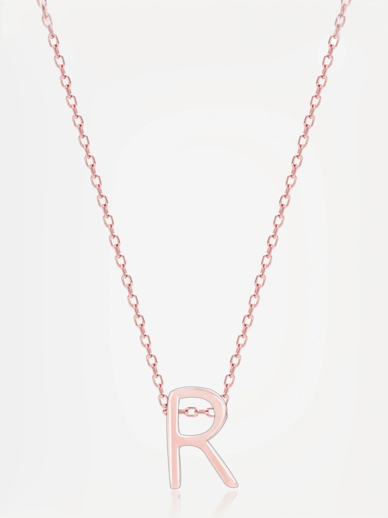 Touch925 Sterling Silver Radiant R Initial Rose Gold Chain Pendant