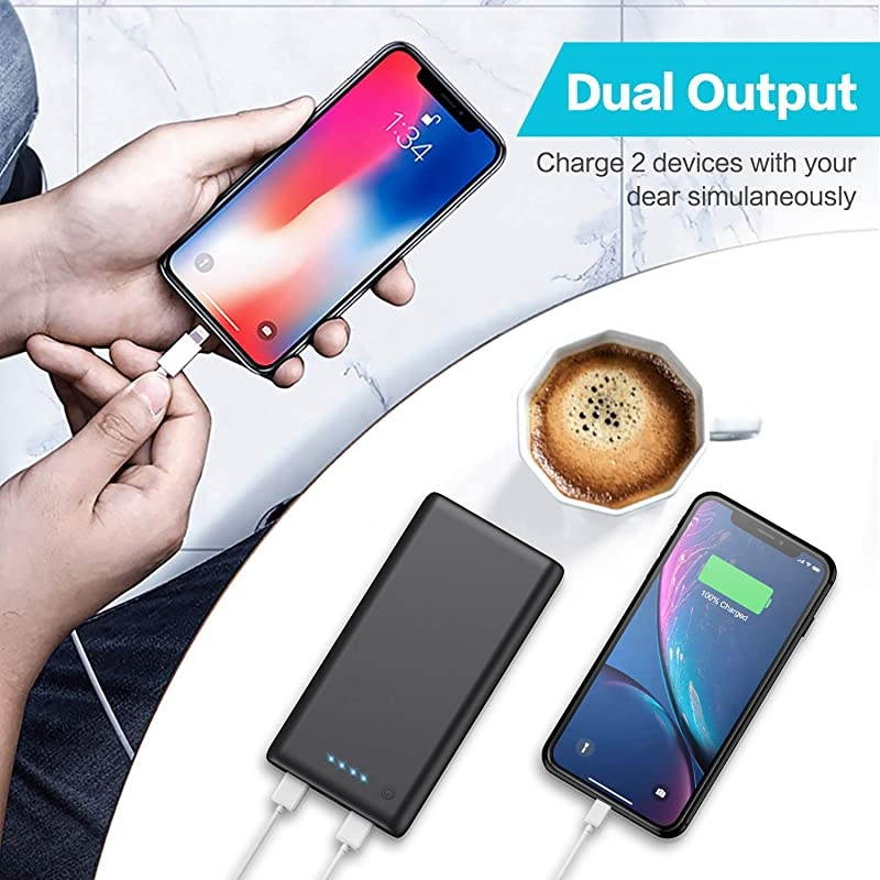 Charger 26800mAh?2020 Upgrade High Capacity?Power Bank Ultra Compact External Battery Pack Backup with 4 LED Lights,Dual USB Ports High-Speed Charging for Cell Phones, Tablet and More (Black)