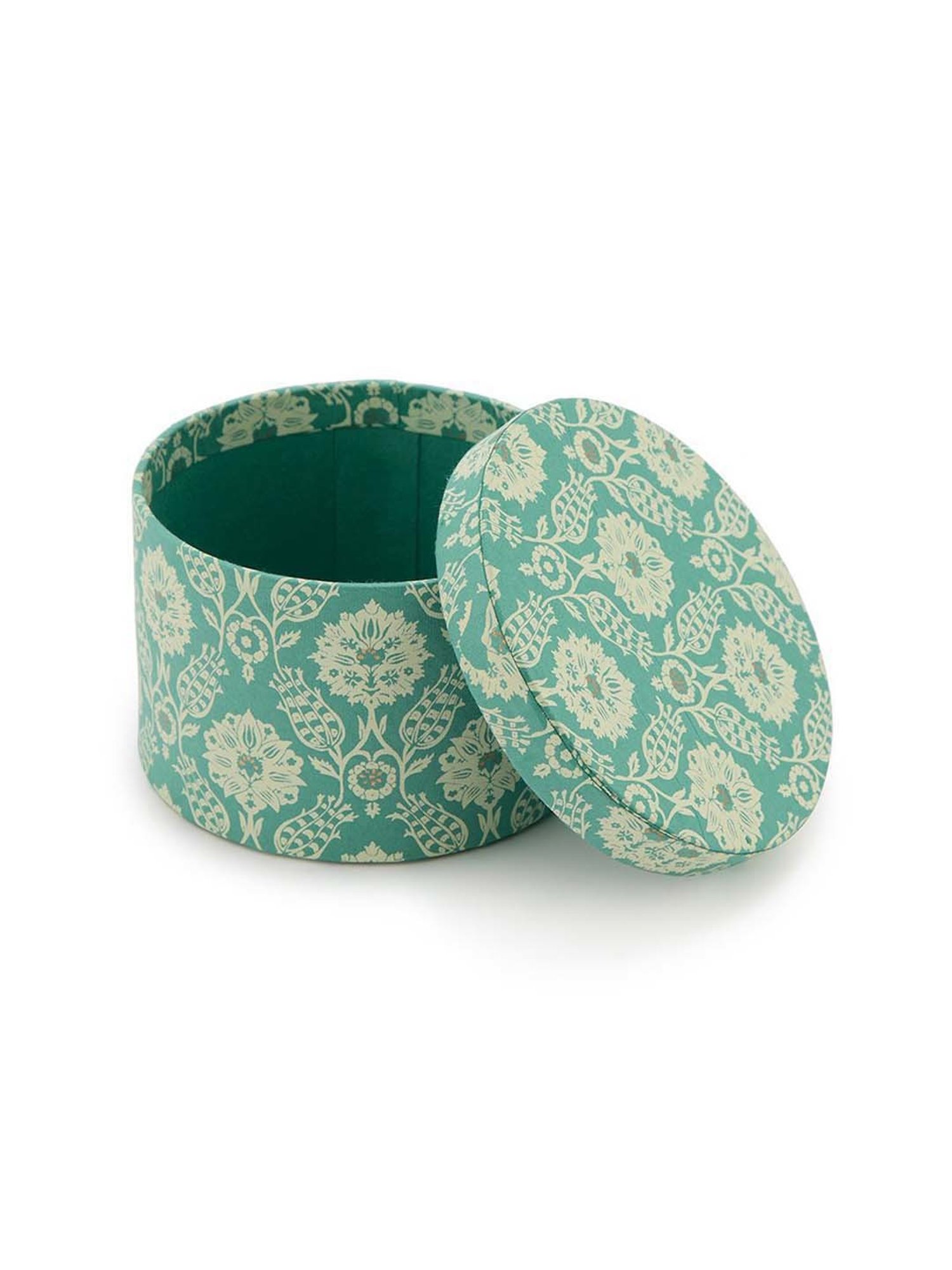 Fabindia Home Teal Paper Printed Sarkhaab Gift Box - Set of 3