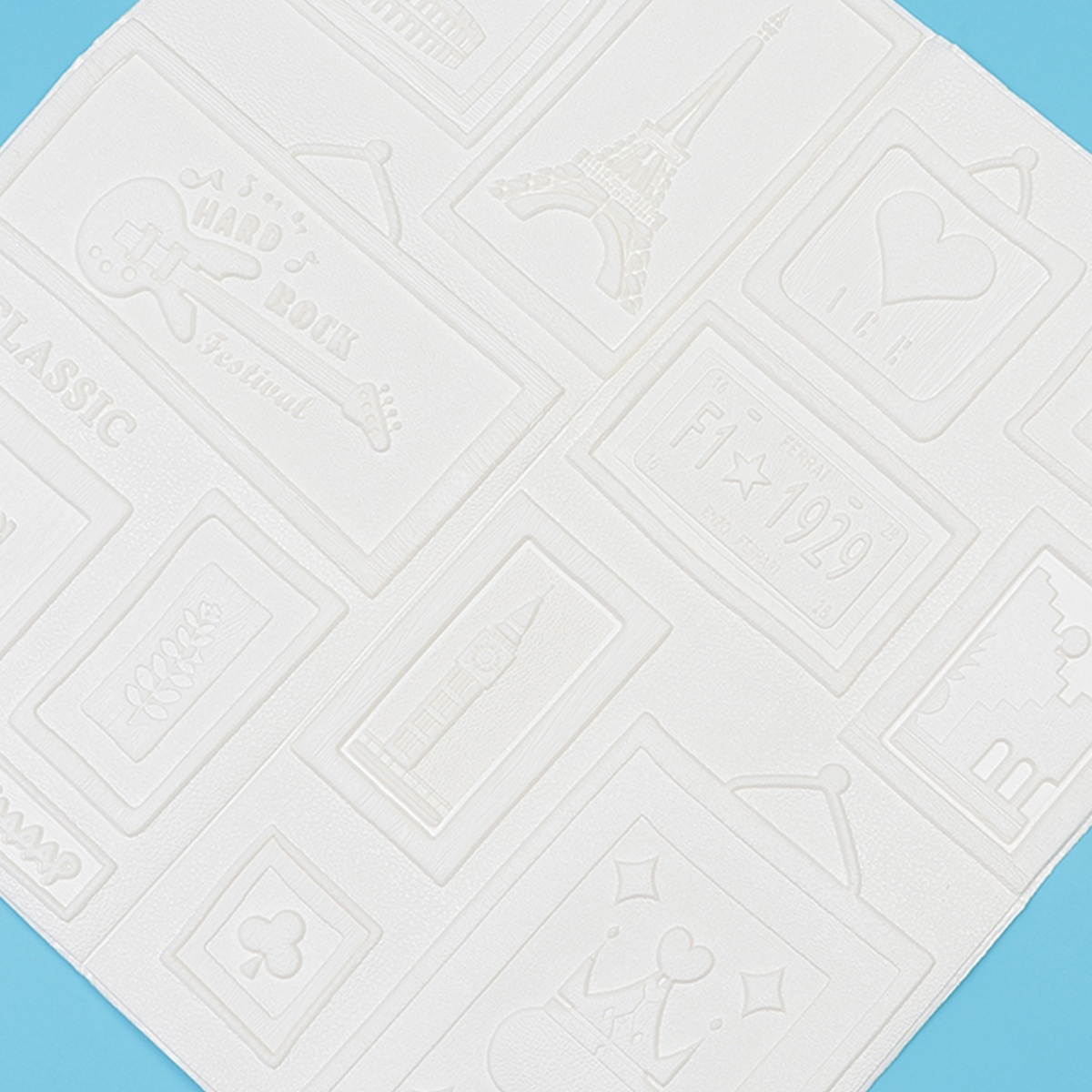 3D Wall Stickers Embossment Background Wall Photo Frame Nordic Style Anti-collision Decoration Wallpaper for Living Room (Photo Frame-White)