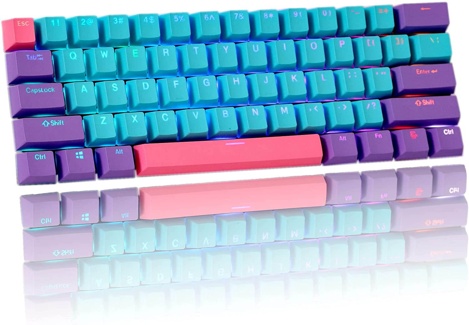 HYSSP 61-Key PBT Cherry Keycaps, 60% Mechanical Keyboard Keycaps ANSI Layout OEM Profile Keycaps, Suitable for Cherry MX Switch/RK 61 / Anne pro 2 / Ducky one 2 Mechanical Keyboard (Keycaps Only)