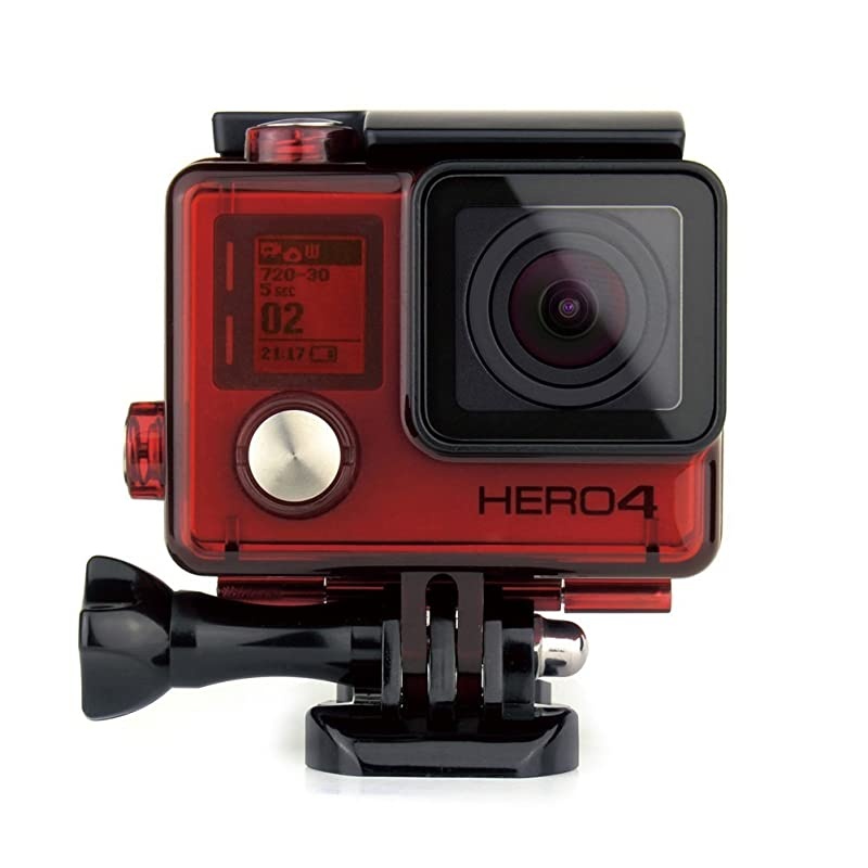 Standard Protective Waterproof Dive Housing Case for GoPro Hero 4, 3+, 3, Hero3, Hero4 Black Silver Camera - Up to 40 Meters (131 feet) Underwater -Transparent Red