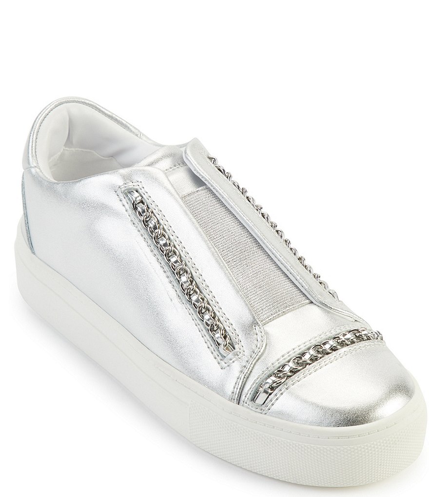 KARL LAGERFELD PARIS Crissie Leather Chain Detail Slip-On Sneakers