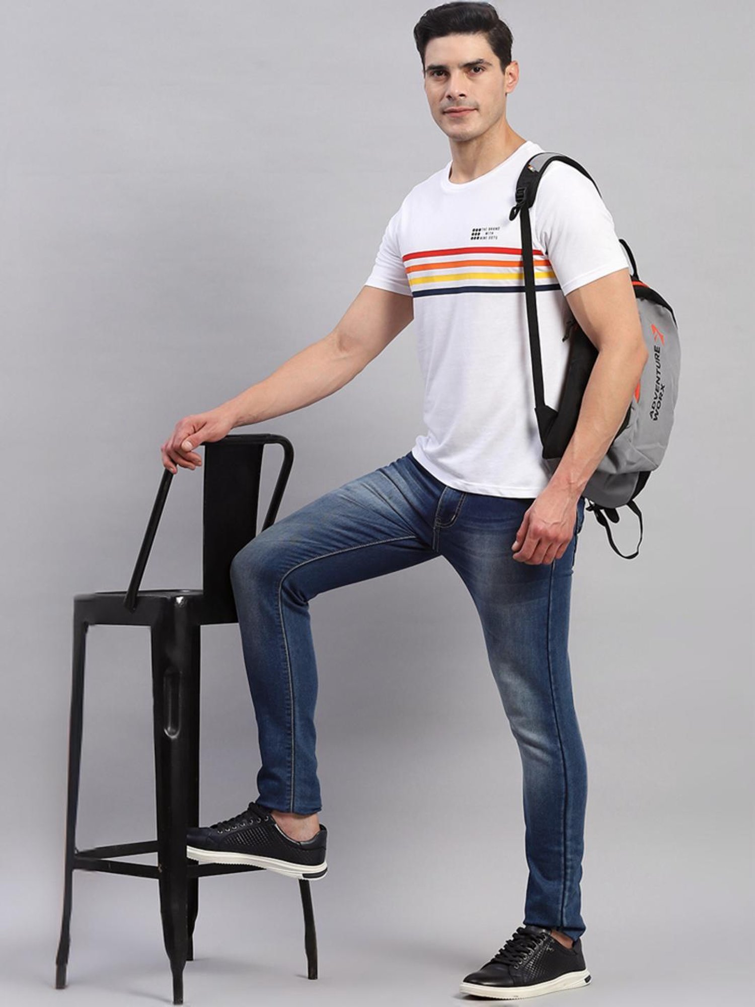 Rock.it White Cotton Regular Fit Printed T-Shirt