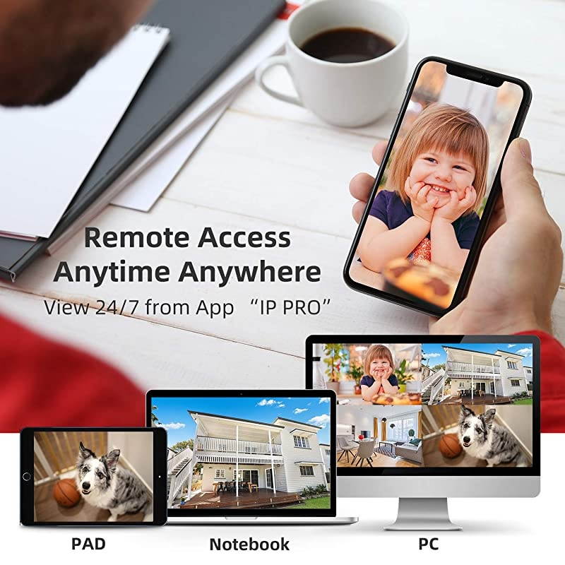 8CH Expandable? All in One with 12" LCD Monitor 1080P Wireless Security Camera System 2TB Hard Drive,  Indoor Outdoor Home Business CCTV Surveillance Systems,4pcs 2.0MP Bullet IP Cameras,IP66