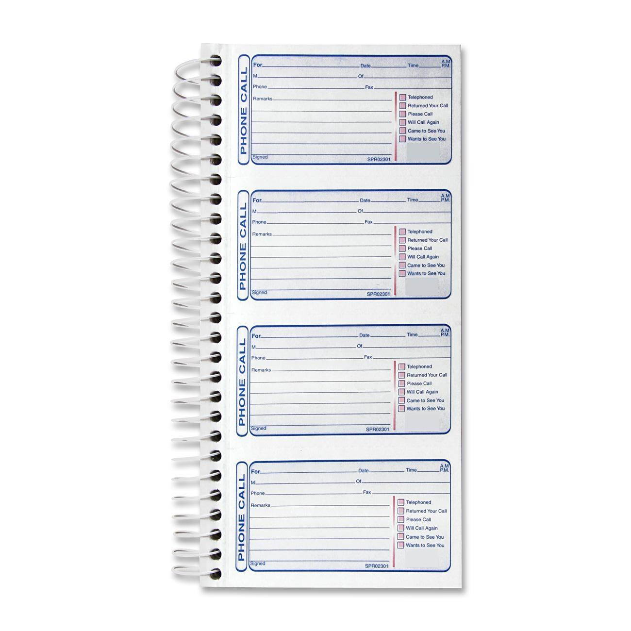 Sparco Telephone Message Book 400 Sets 5-1/4"x11"Sheet White 02301