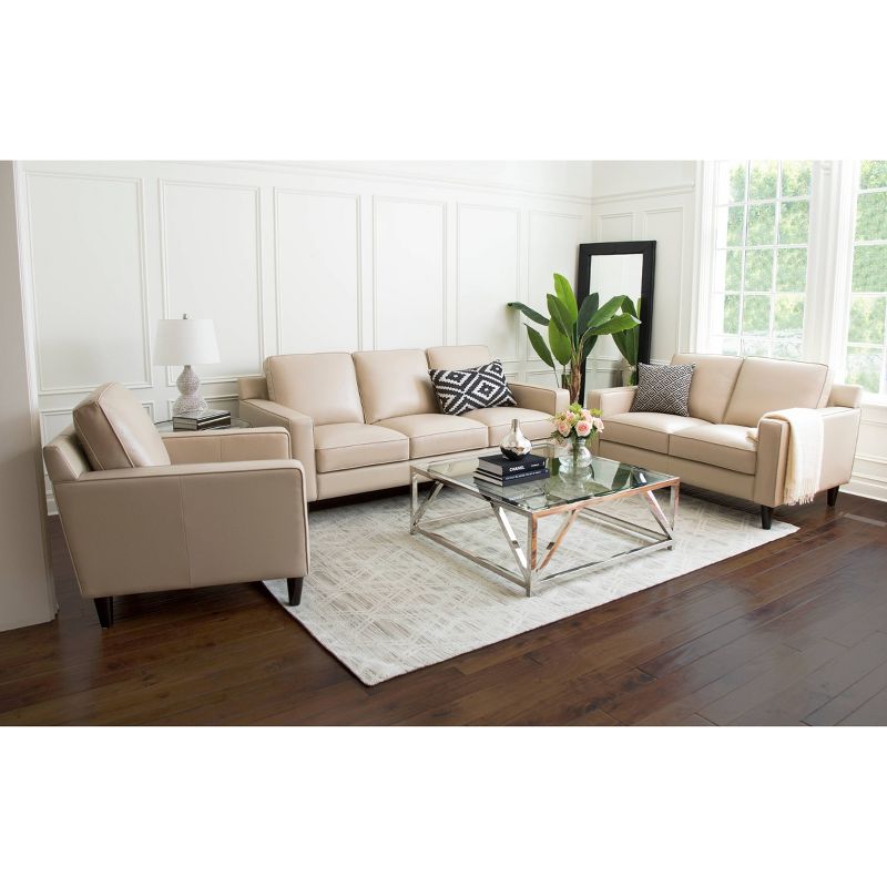 3pc Olivia Top Grain Leather Seating Set Cream - Abbyson Living