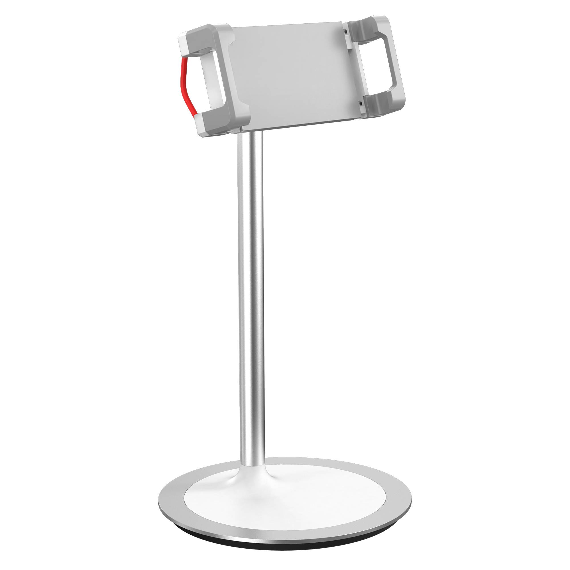 Purely Adjustable Phone and Tablet Stand | Holder for Desk with Clamp for iPhone, iPad, Android, and Tablets - Full 360&deg; Motion and Weighted Base, Adjustable Height from 11"-18" &ndash; White