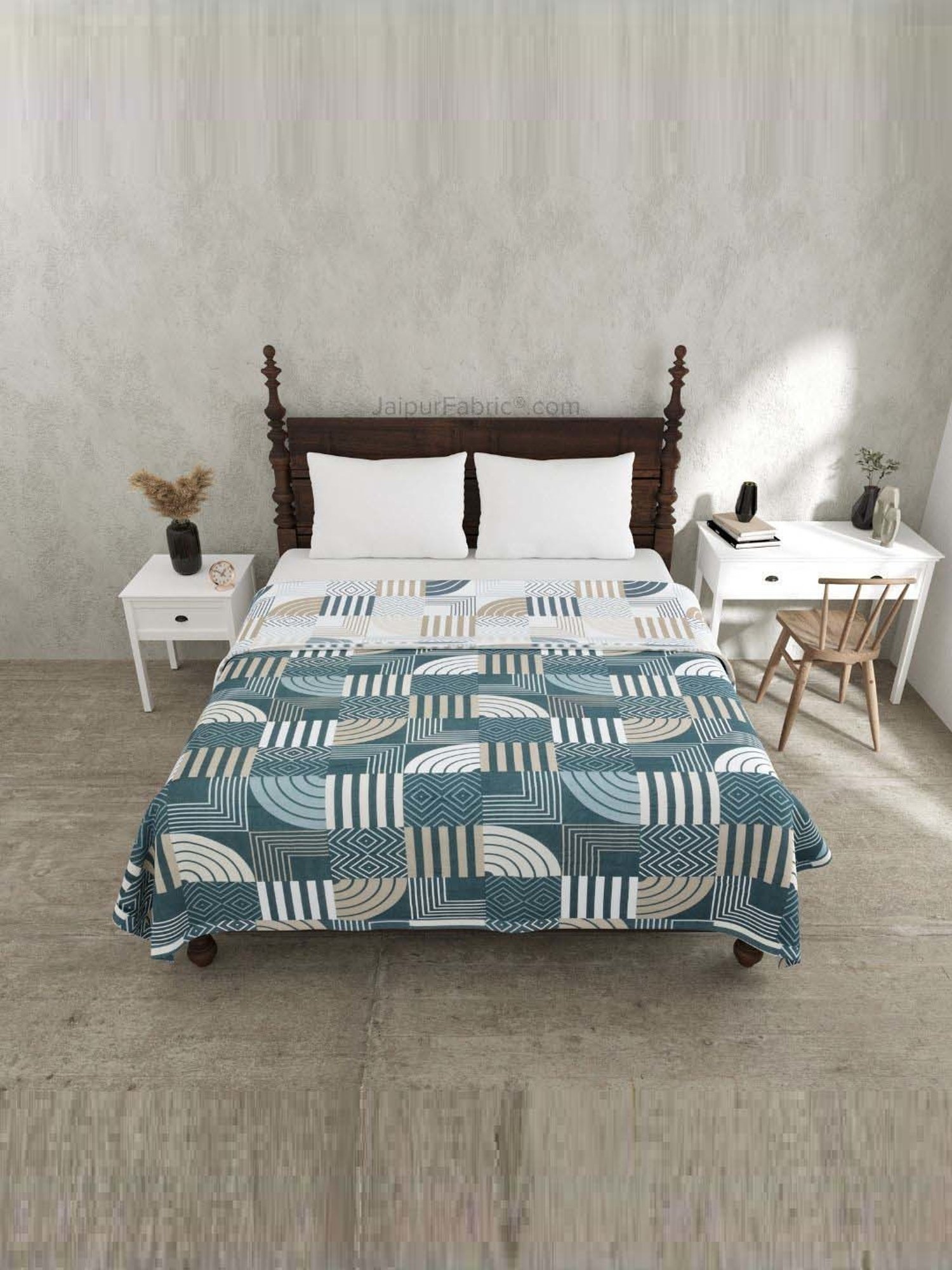 JaipurFabric Pine Green Mulmul Cotton 150 GSM Reversible Ac Dohar