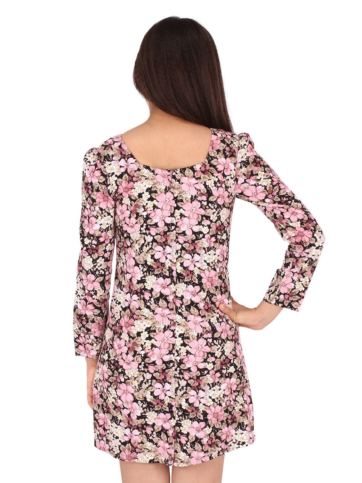 Cutecumber Kids Pink Floral Print Dress with Sling Bag