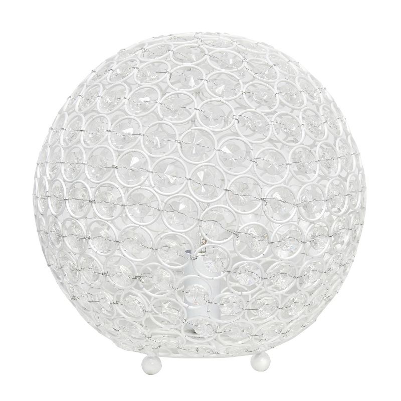 10" Elipse Crystal Ball Sequin Table Lamp White - Elegant Designs