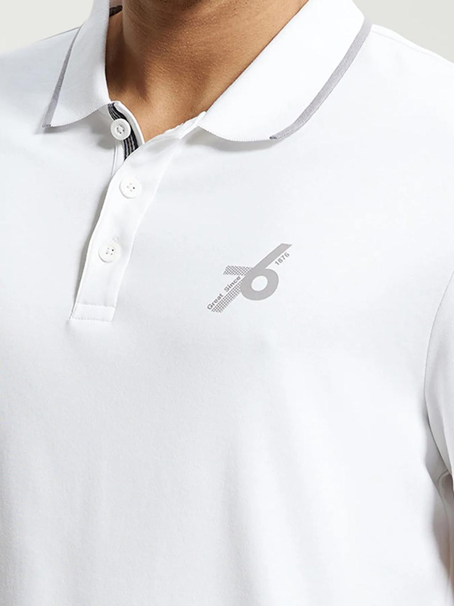 Jockey 3911 White Super Combed Cotton Rich Half Sleeves Polo T-Shirt (Logo Design May Vary)