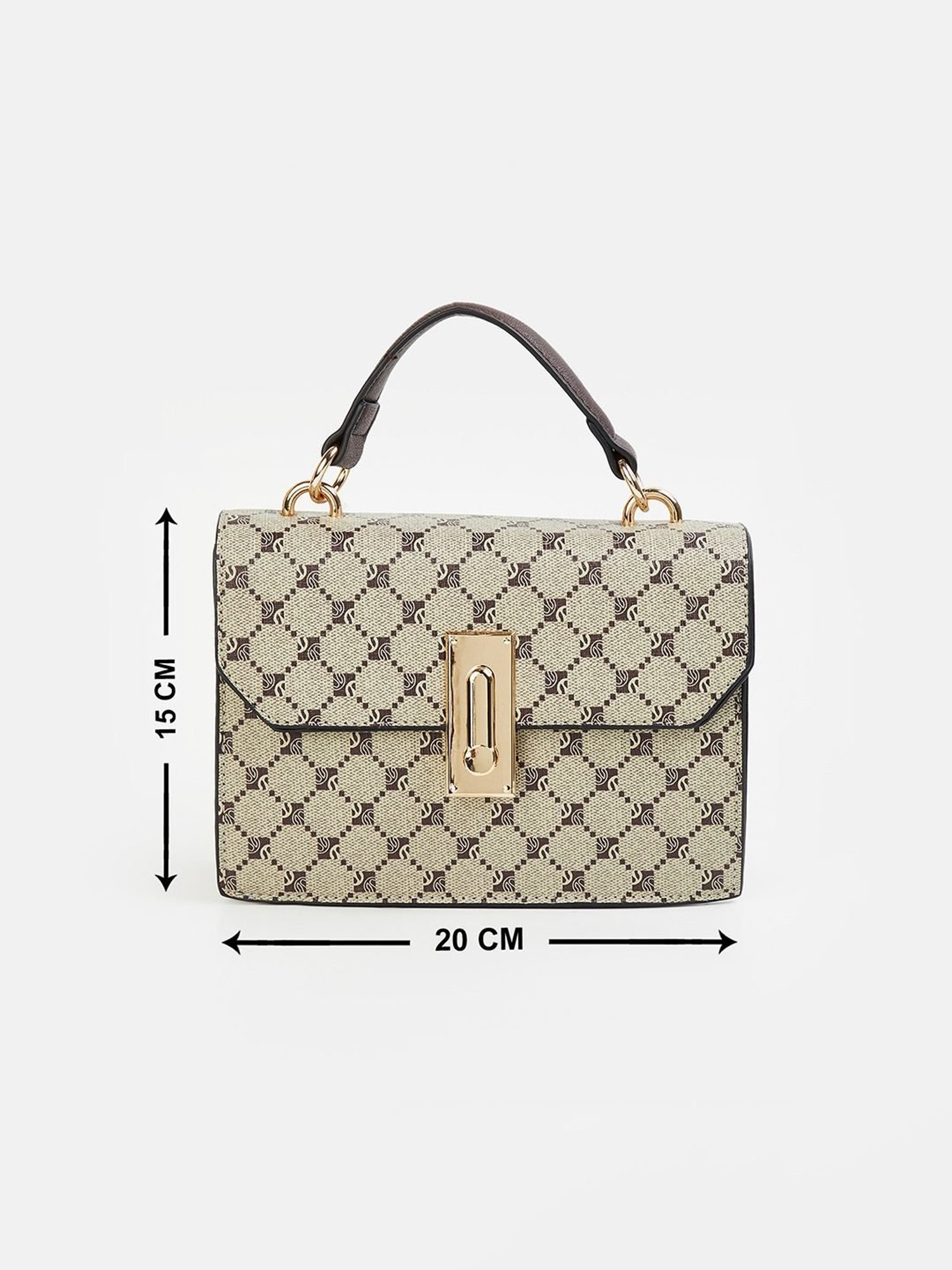 Code by Lifestyle Beige Printed Satchel Handbag