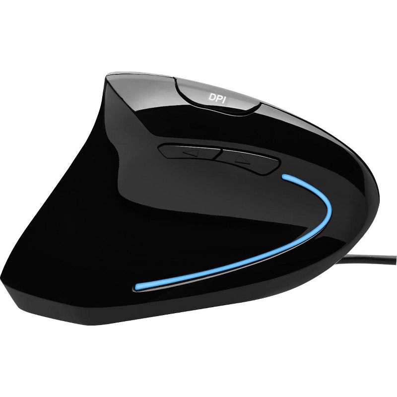 Adesso iMouse E9- Left-Handed Vertical Ergonomic Mouse - Optical - Cable - Black - USB - 2400 dpi - Scroll Wheel - 6 Button(s) - Left-handed Only