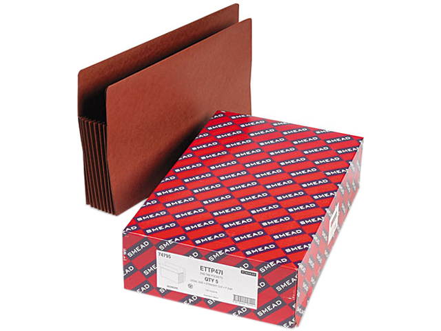 Smead 74795 Seven Inch Expansion File TUFF Pockets, Straight, Legal, Redrope, 5/Box