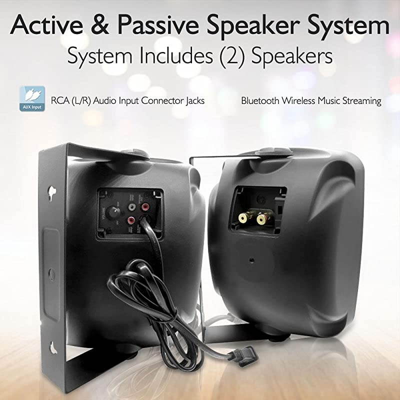 Outdoor Waterproof Wireless Bluetooth Speaker - 6.5 Inch Pair 2-Way Weatherproof Wall/Ceiling Mounted Dual Speakers w/Heavy Duty Grill, Universal Mount, Patio, Indoor Use -  PDWR64BTB (Black)