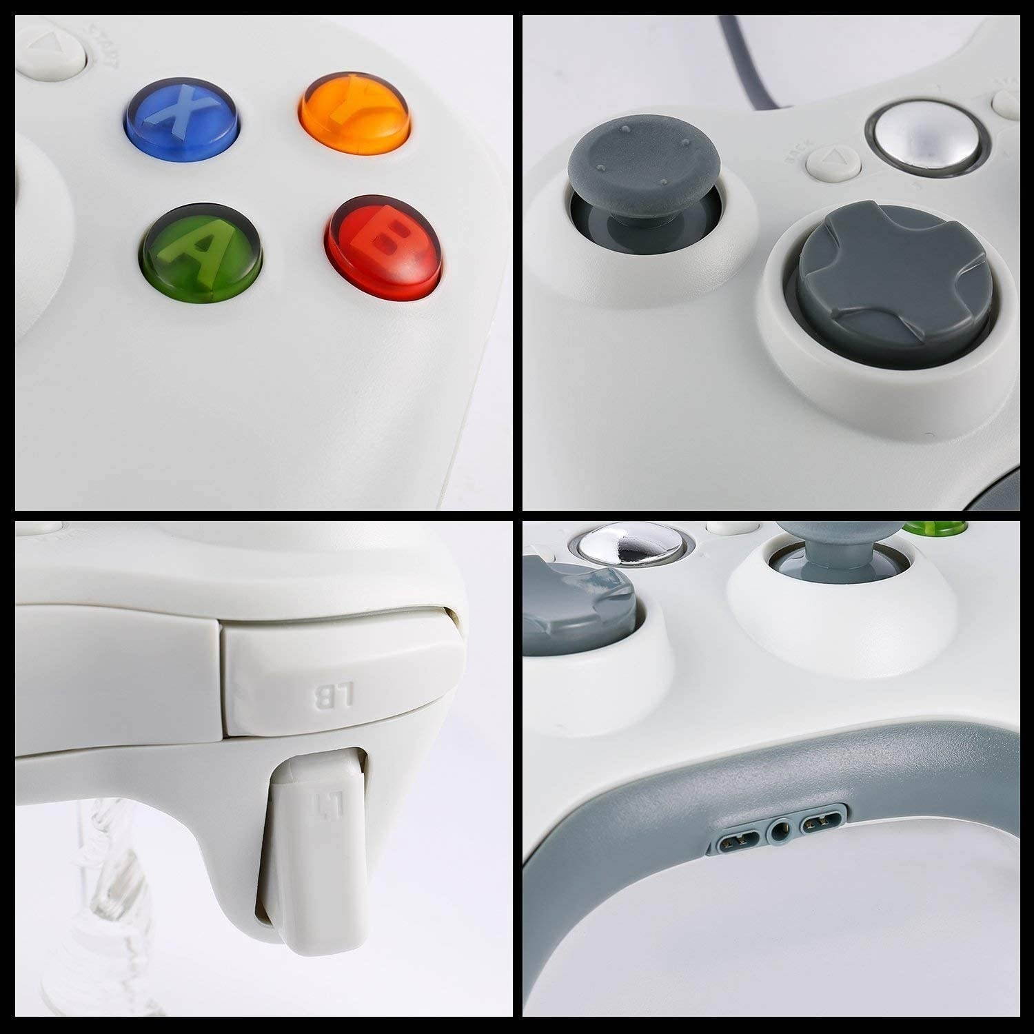 Xbox 360 Wired Controller, USB Gamepad, Joypad with Shoulders Buttons, for Microsoft Xbox 360/Xbox 360 Slim/PC Windows 7 8 10 Game (White)