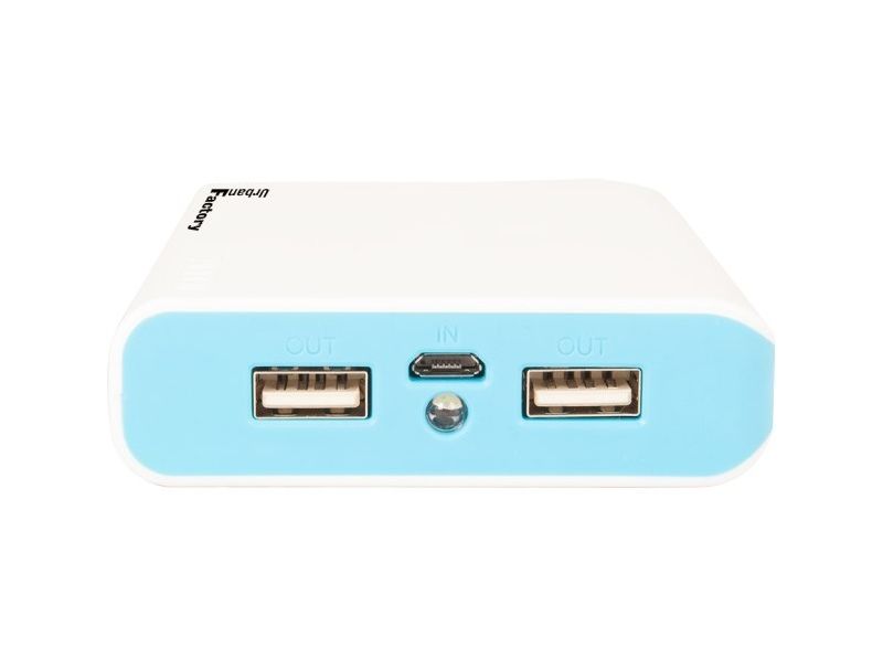 Urban Factory Emergency Battery - 8000mAh - 8000 mAh - 2.10 A - 5 V DC Output - 5 V DC Input - 2 x - Blue, White