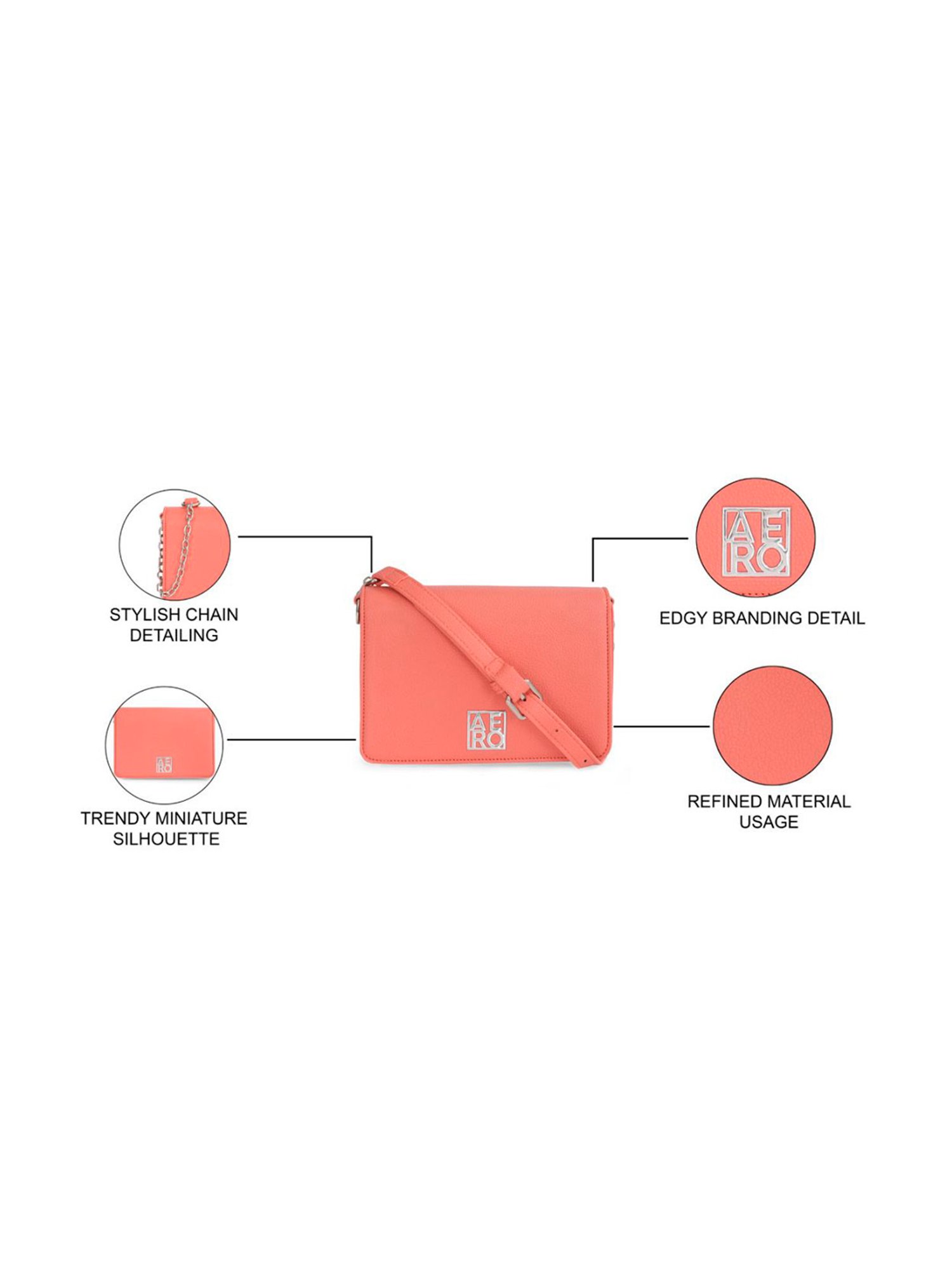 Aeropostale Harlow Pink PU Textured Sling Handbag