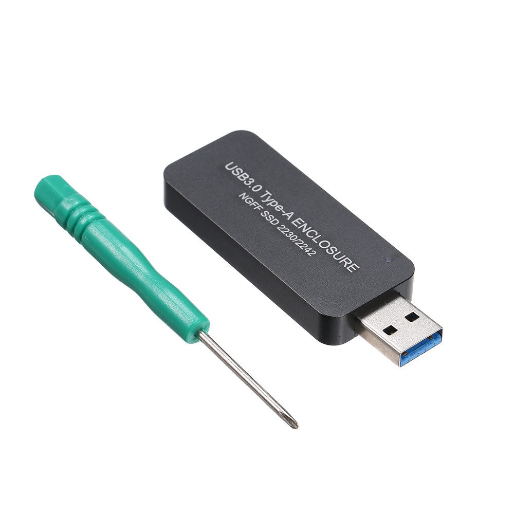 M.2 NGFF SSD 2230/2242 USB3.0 Type-A Enclosure SATA SSD Portable and High Speed Transfer (Black)