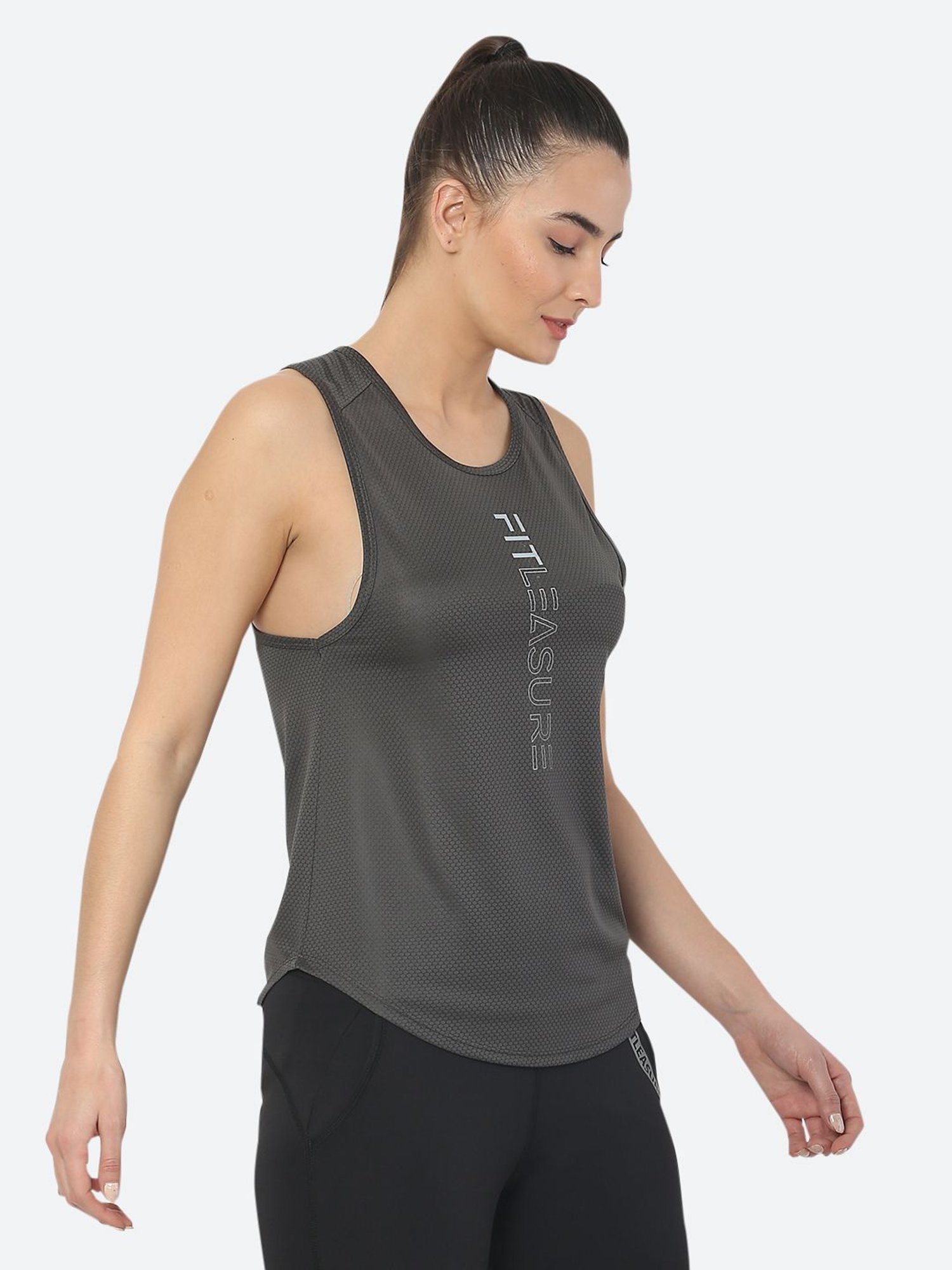 Fitleasure Grey Graphic Print Tank Top