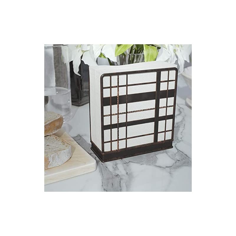 Plaid Collection Standing Napkin Holder, Antique Black, Weighted Design