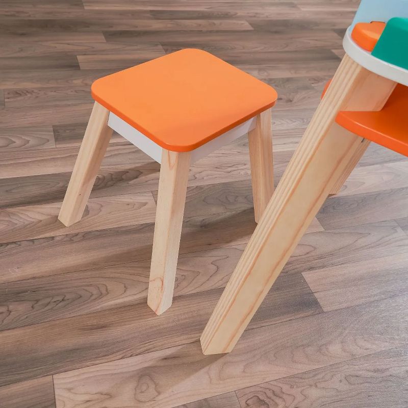 KidKraft KDK-10102 Maker's Space Project Station Stain Resistant Activity Puzzle Craft Homeschool Table and Stool Set w/ Removable Storage Ages 3 to 8