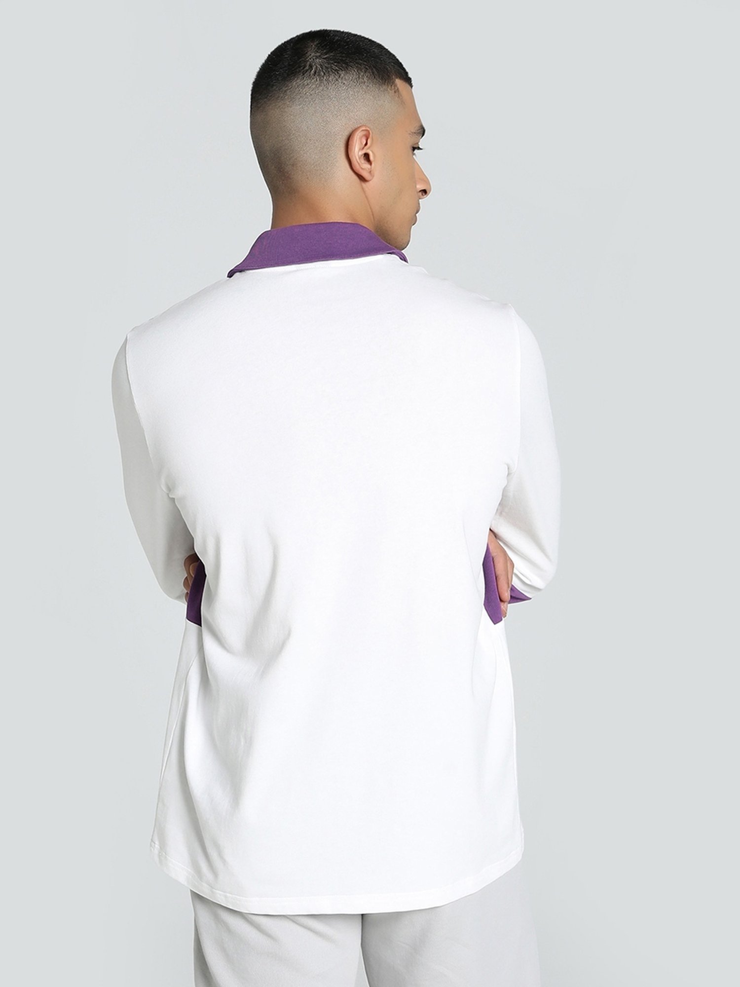 Puma White Cotton Regular Fit Printed Polo T-Shirt