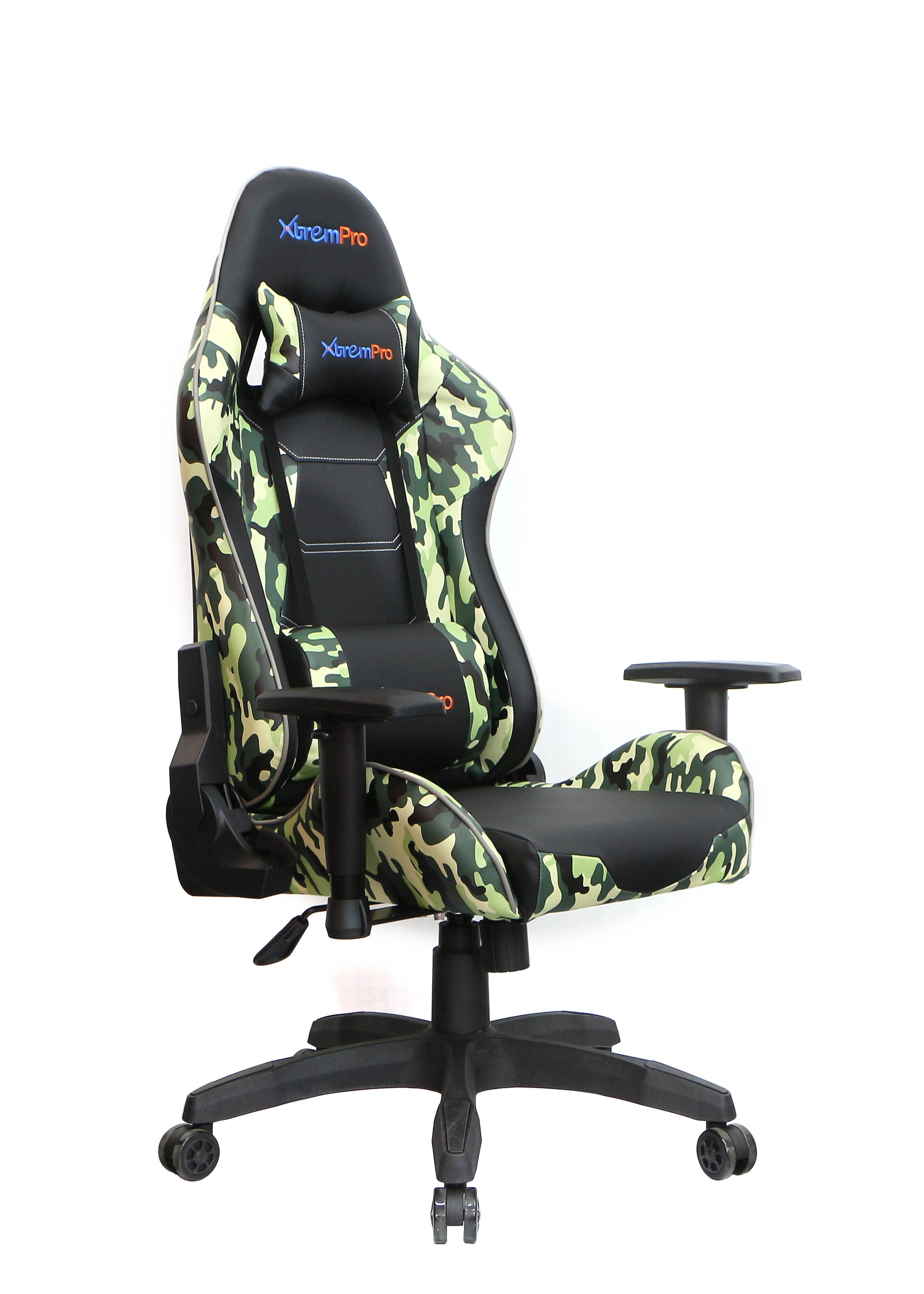 Gaming Chair Camouflage Camo Print Neck and Lumbar Support Adjust 4D Armrest Tilt Lock System Class 4 Gas Lift 360&deg; Casters