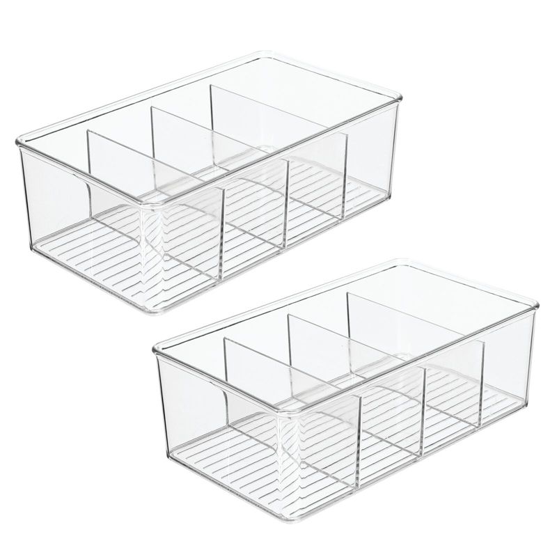 mDesign Plastic Office Storage Organizer Bin Box, 2 Pack - Clear
