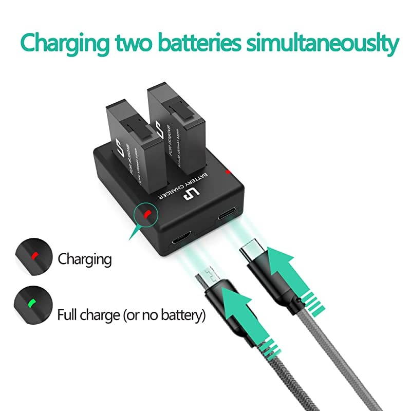 360 ONE X Battery Charger Pack Compatible with ONE X Action Camera  2Pack Replacement Battery amp Dual Slot Charger