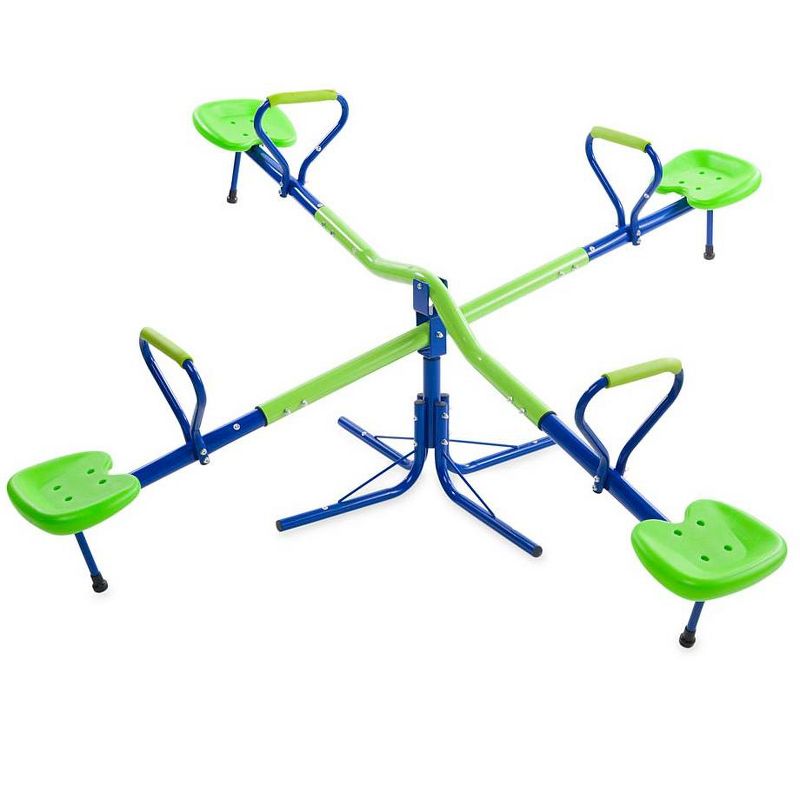 HearthSong Quad-Seat Teeter Totter Spinning Seesaw for Multiple Kids' Active Play