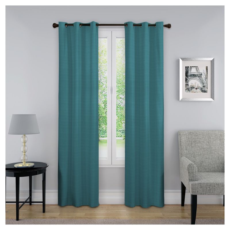 40"x95" Nikki Thermaback Blackout Curtain Panel Teal - Eclipse
