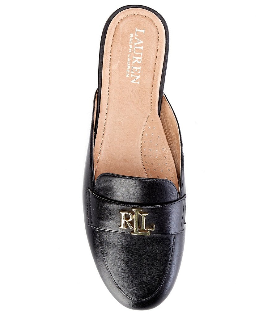 Lauren Ralph Lauren Alli Logo Detail Leather Mules