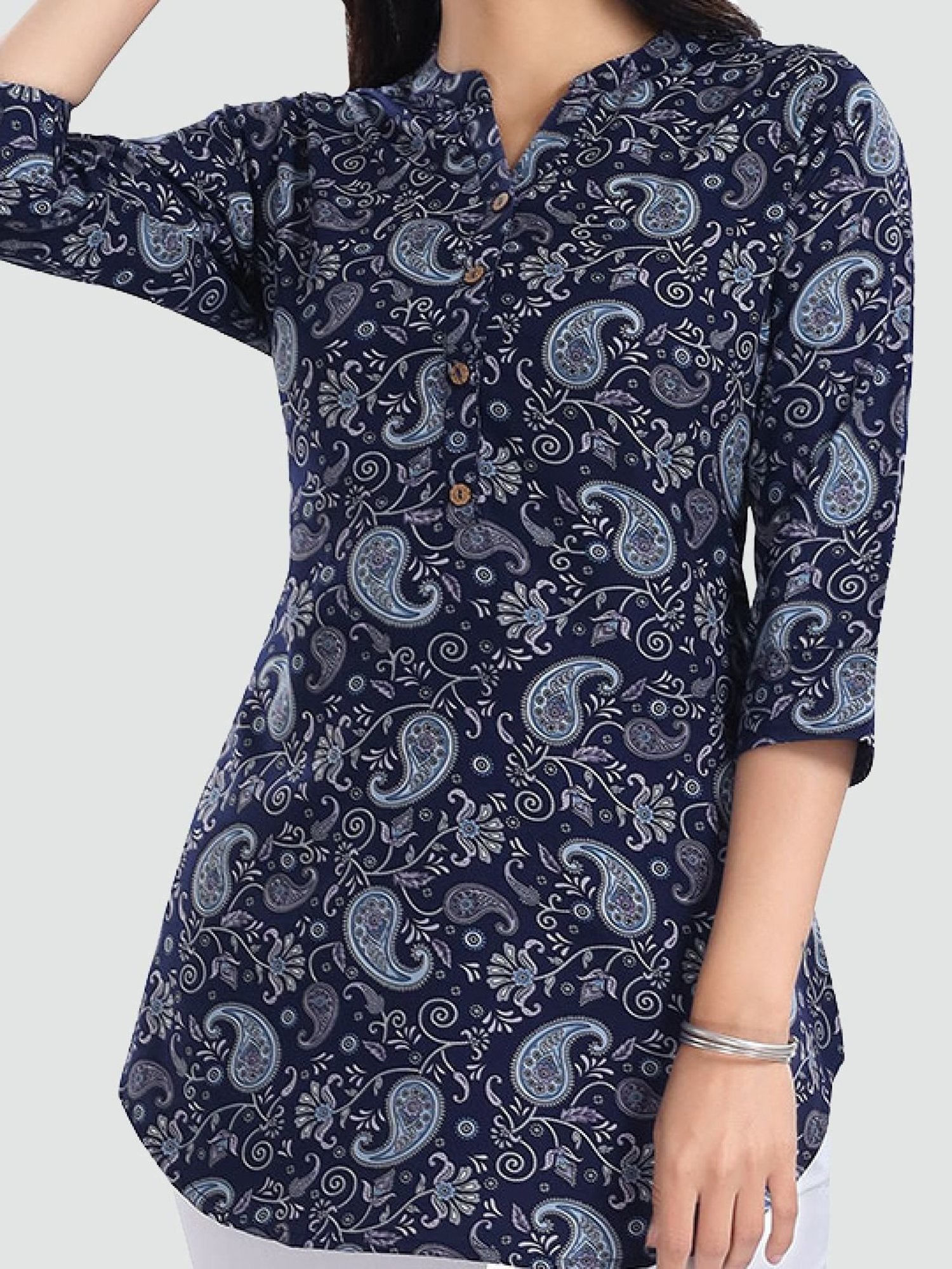 Saree Swarg Blue Printed Tunic