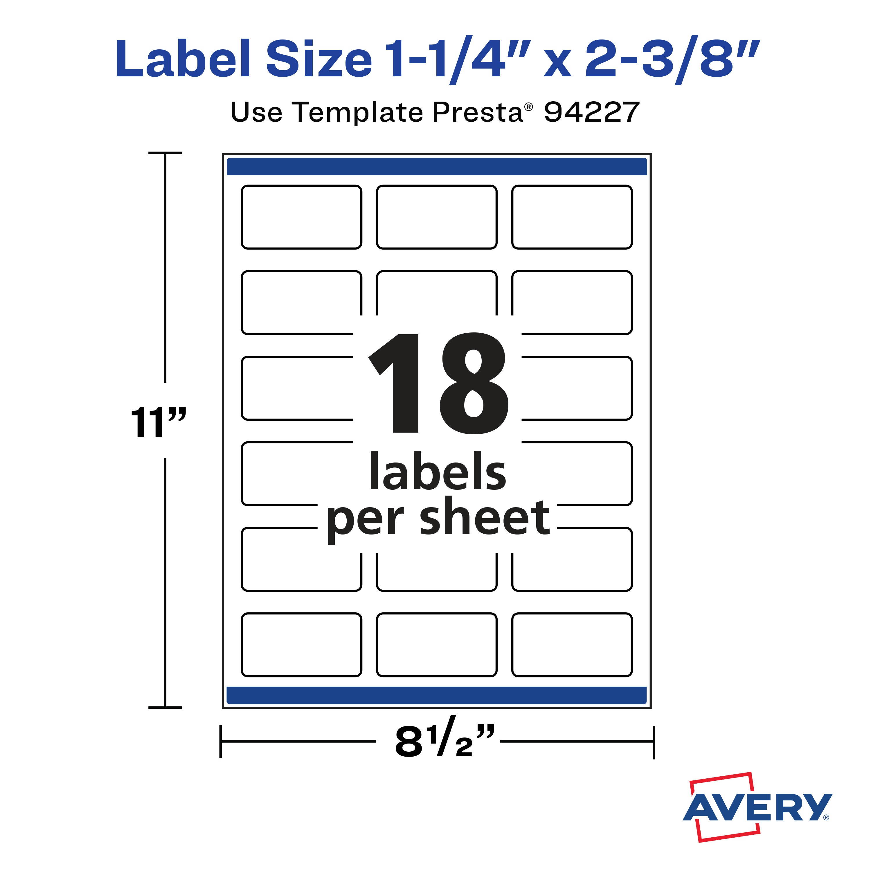 Avery Matte White Rectangle Labels, 1-1/4" x 2-3/8", 900 Labels