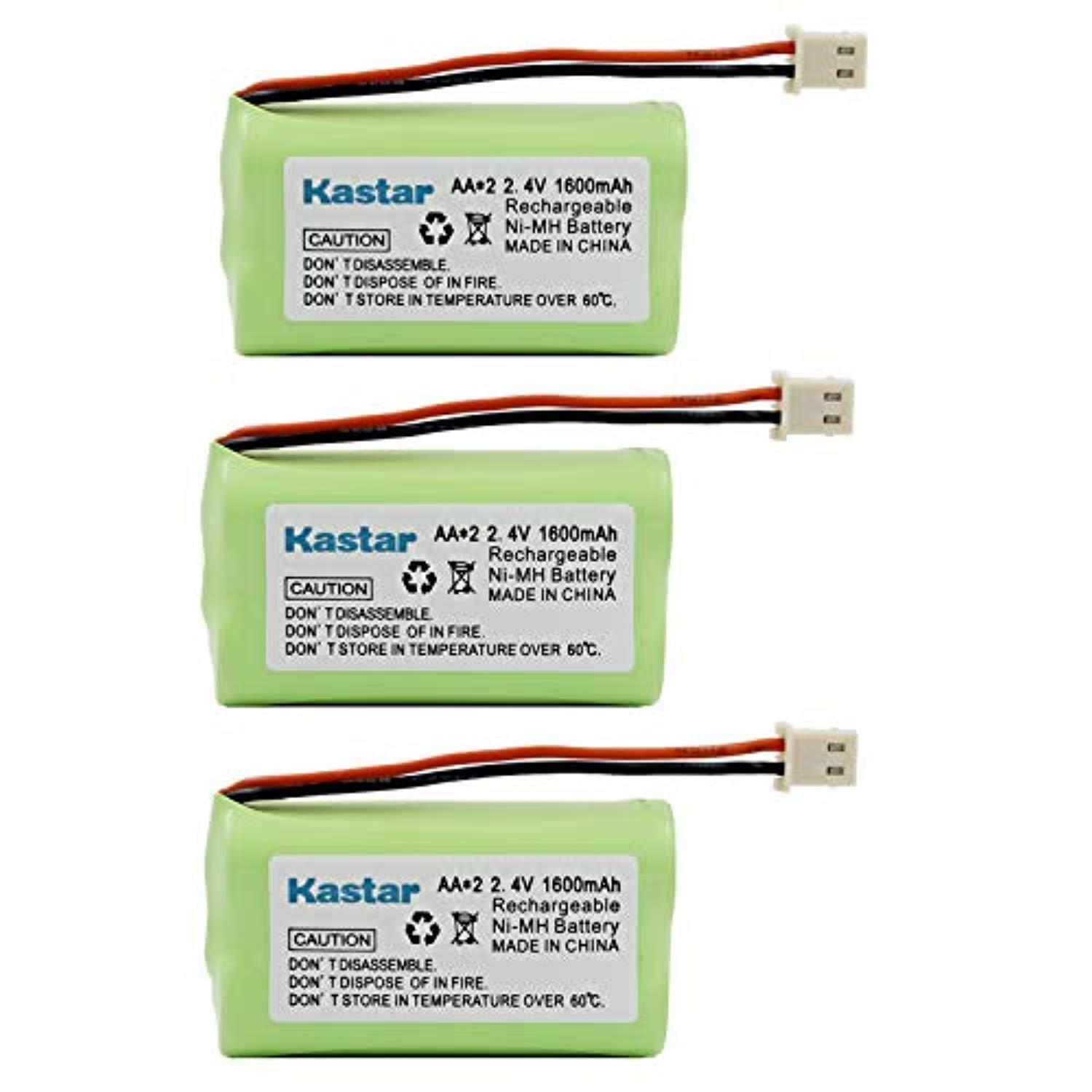 kastar 3 pack 2.4v 1600mah cordless phone battery replacement for vtech bt175242 bt275242 89-1341-00-00 cs6128 sony bp-t50 bpt5