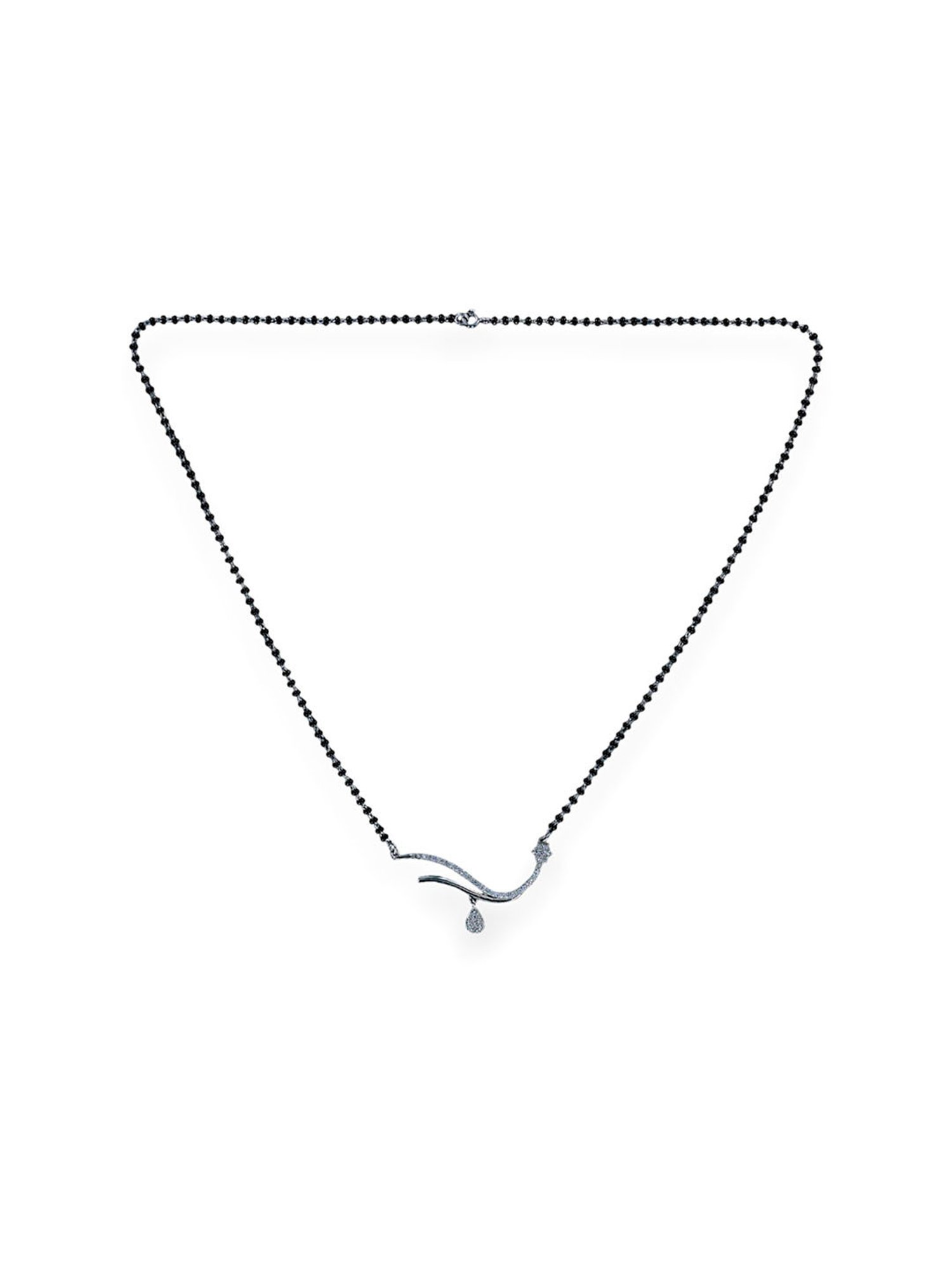 Taraash 92.5 Sterling Silver Black Beaded Mangalsutra